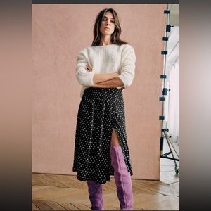 Sézane Alicia black & white polka dot skirt: US size 6 / FR 38
